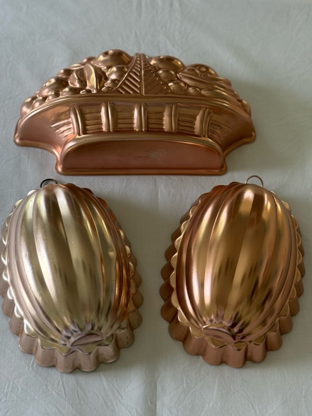 Vintage Copper Tone Aluminum Mold Set of 3 | Cottagecore Wall Decor | 1950s-60s